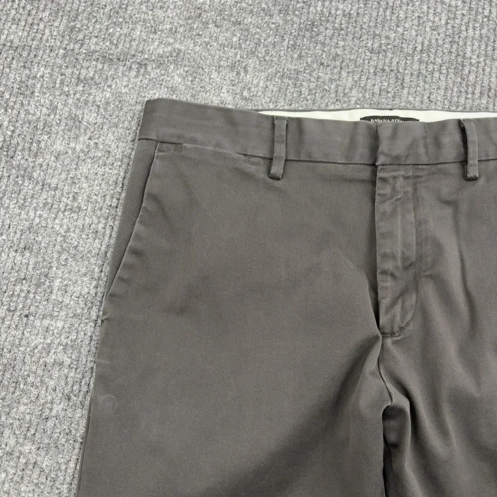 Banana Republic Aiden Chino Pants Mens 33x32‎ Grey Cotton Blend Slim Fit Casual